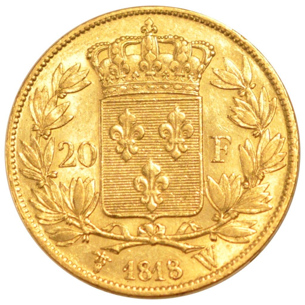 FRANCE, Louis XVIII, 20 Francs, 1818, Lille, KM #712.9, AU(50-53), Gold,...