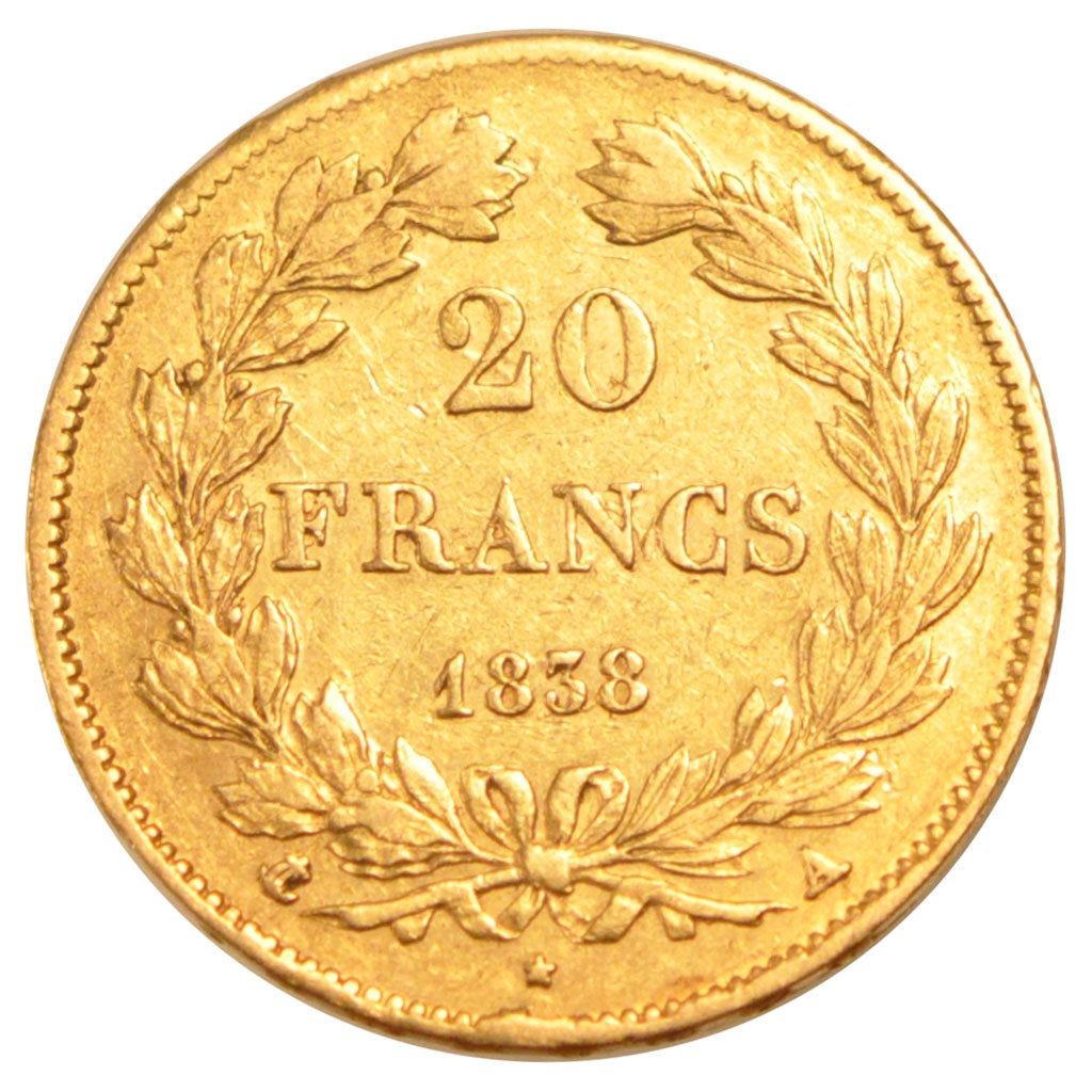 FRANCE, Louis-Philippe, 20 Francs, 1838, Paris, KM #750.1, EF(40-45), Gold,...