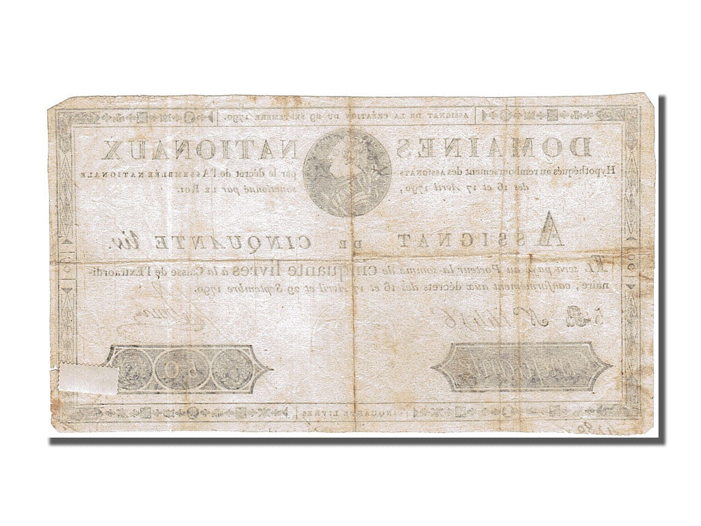 Billete, Francia, 50 Livres, 1790, Boivin, 1790-09-29, MBC, KM:A34, Lafaurie:129