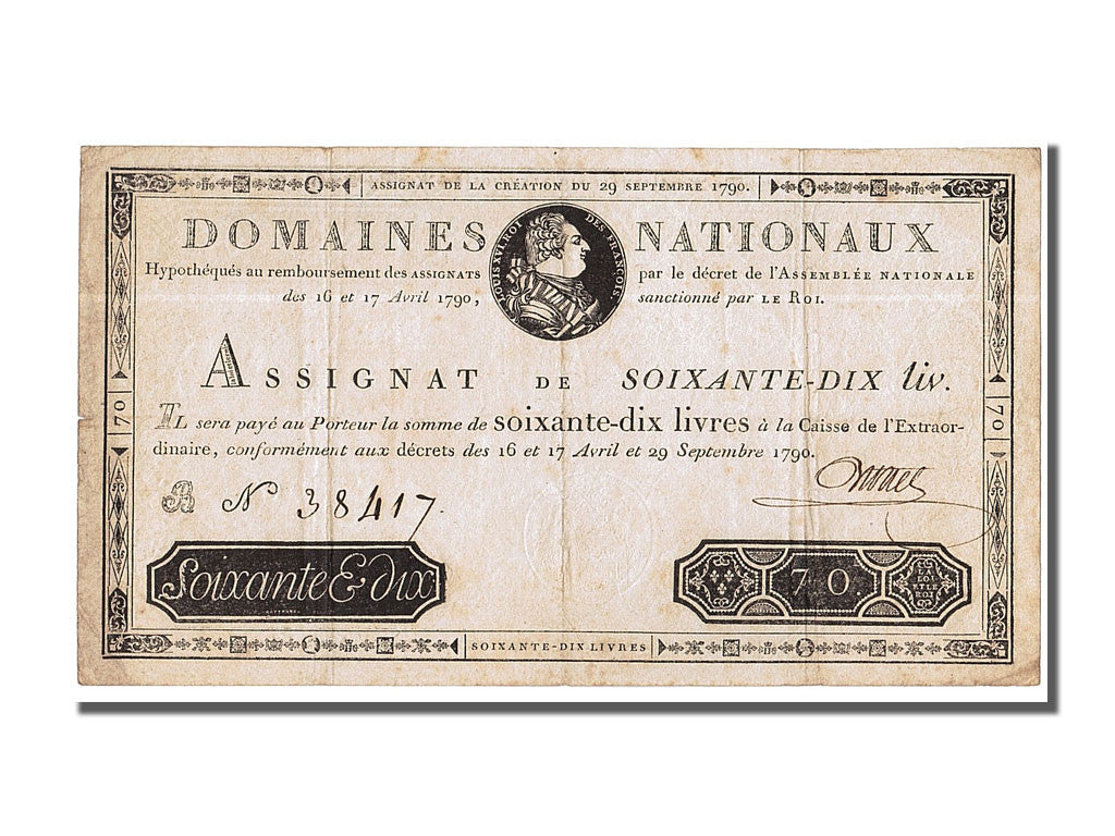 Banknote, France, 70 Livres, 1790, Burtel, 1790-09-29, AU(50-53), KM:A36