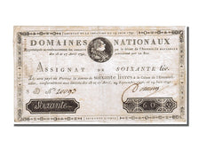 Banknote, France, 60 Livres, 1791, Domain, 1791-06-19, EF(40-45), KM:A44