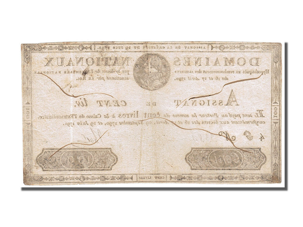 Banknote, France, 100 Livres, 1791, 1791-06-19, AU(50-53), KM:A44A, Lafaurie:140