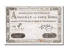 France, 5 Livres, 1792, KM #A61, 1792-07-31, AU(55-58), 24 G N° 79231, Lafauri..