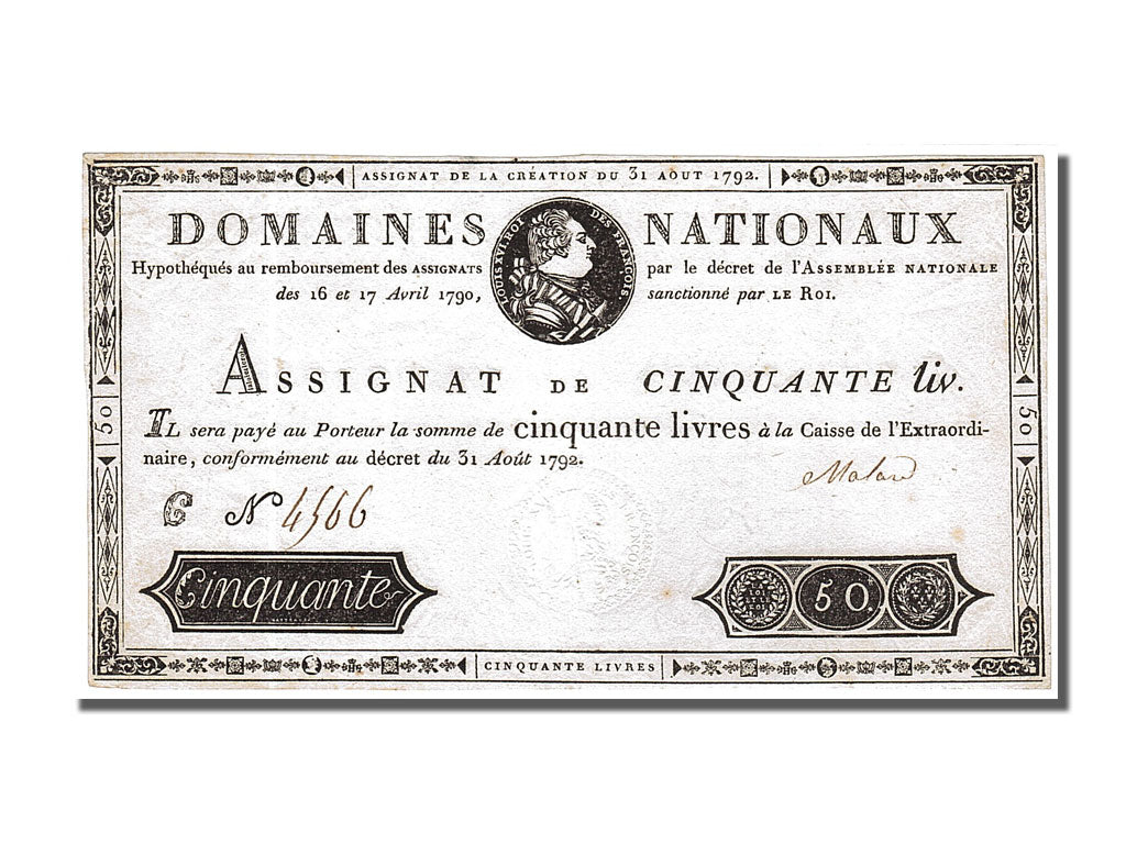 50 Livres type assignat à portrait