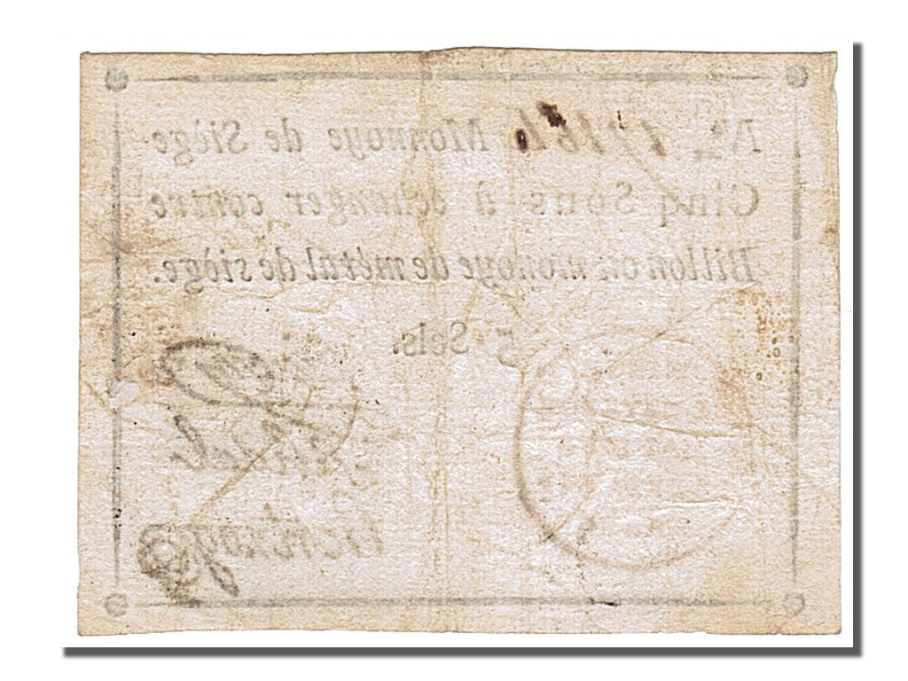 Banknote, Germany, 5 Sous, 1793, EF(40-45), KM:S1475a, Lafaurie:243