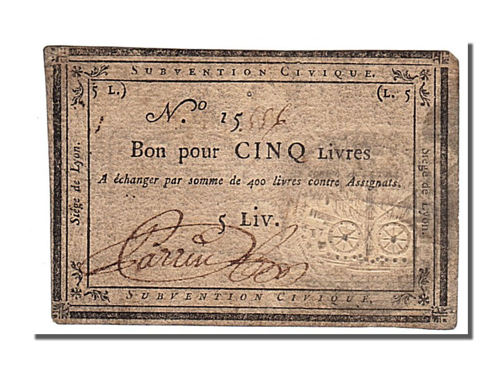 Siège de Lyon, 5 Livres émission des 28 et 31 août 1793