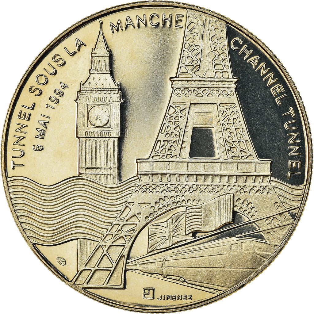 France, Medal, Tunnel sous la Manche - Elizabeth II, Mitterrand, Politics
