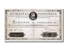 France, 50 Livres, 1790, KM #A34, 1790-09-29, AU(55-58), 6E N° 3804, Lafauri...