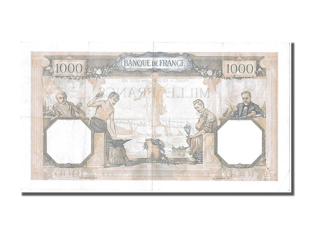 Billete, Francia, 500 Francs, 1 000 F 1927-1940 ''Cérès et Mercure'', 1938