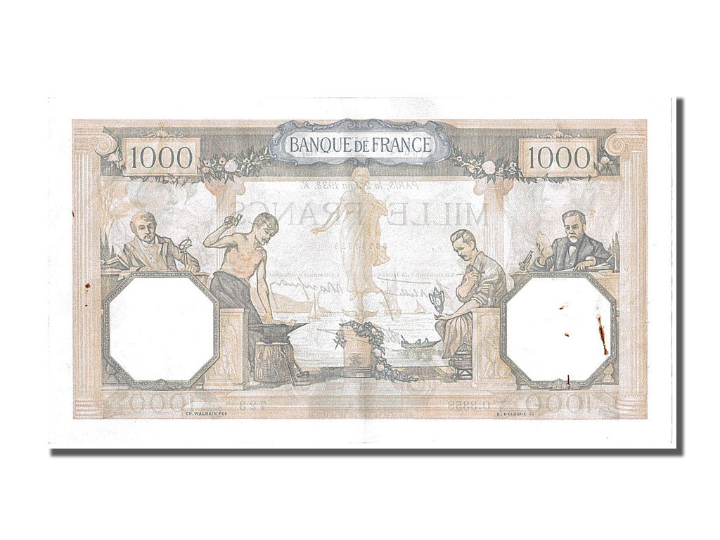France, 500 Francs, 1 000 F 1927-1940 ''Cérès et Mercure'', 1938, KM #88c, 1...