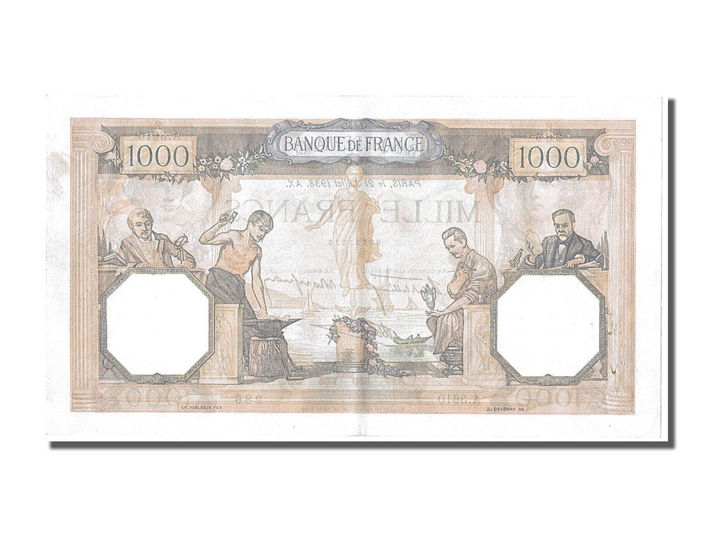 Banknote, France, 500 Francs, 1 000 F 1927-1940 ''Cérès et Mercure'', 1938