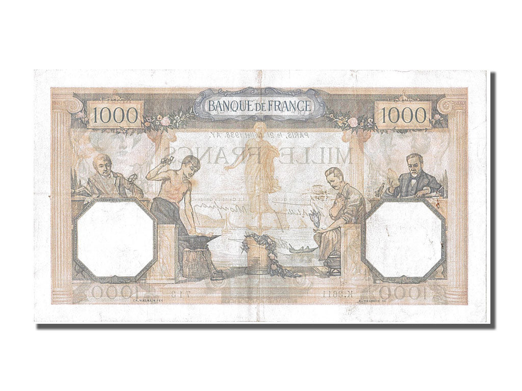 Banknote, France, 500 Francs, 1 000 F 1927-1940 ''Cérès et Mercure'', 1938