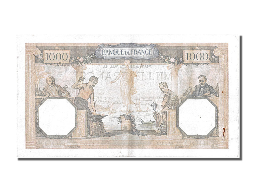 Banknote, France, 500 Francs, 1 000 F 1927-1940 ''Cérès et Mercure'', 1938