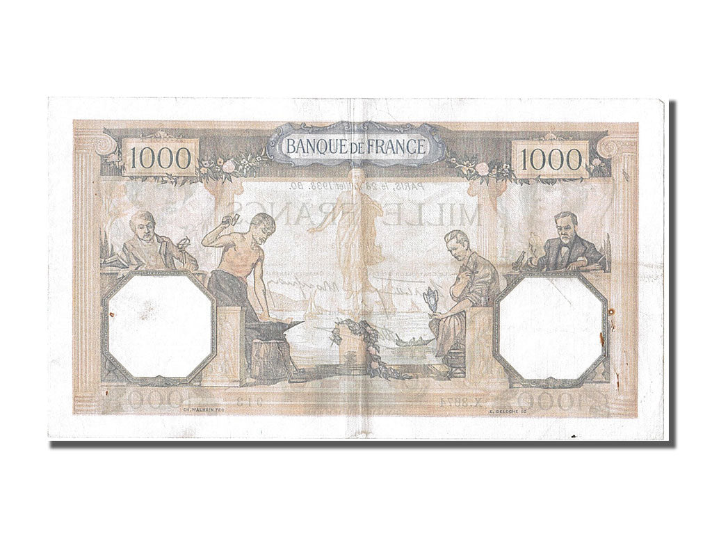 Banknote, France, 500 Francs, 1 000 F 1927-1940 ''Cérès et Mercure'', 1938