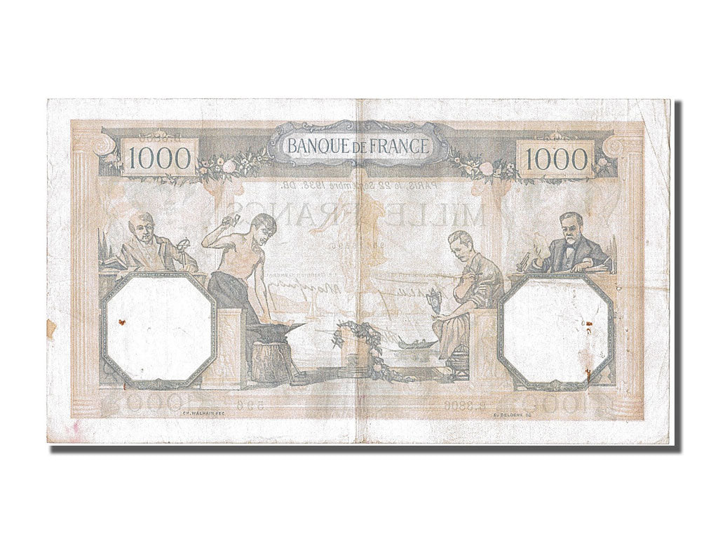 France, 500 Francs, 1 000 F 1927-1940 ''Cérès et Mercure'', 1938, KM #88c, 1...