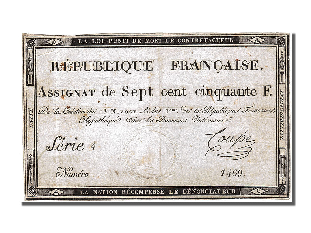 FRANCE, 750 Francs, 1795, 1795-01-07, EF(40-45), Lafaurie #174, FRANCE, 750...