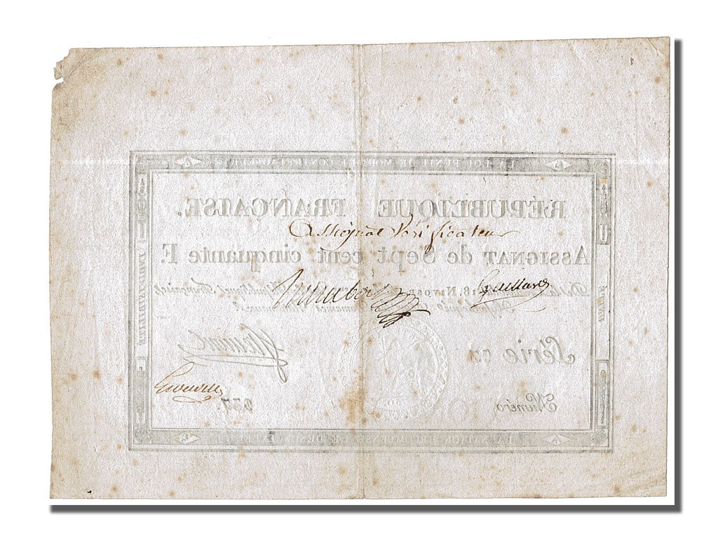 Billet, France, 750 Francs, 1795, au verso Grouvelle, SUP, KM:A79, Lafaurie:174a