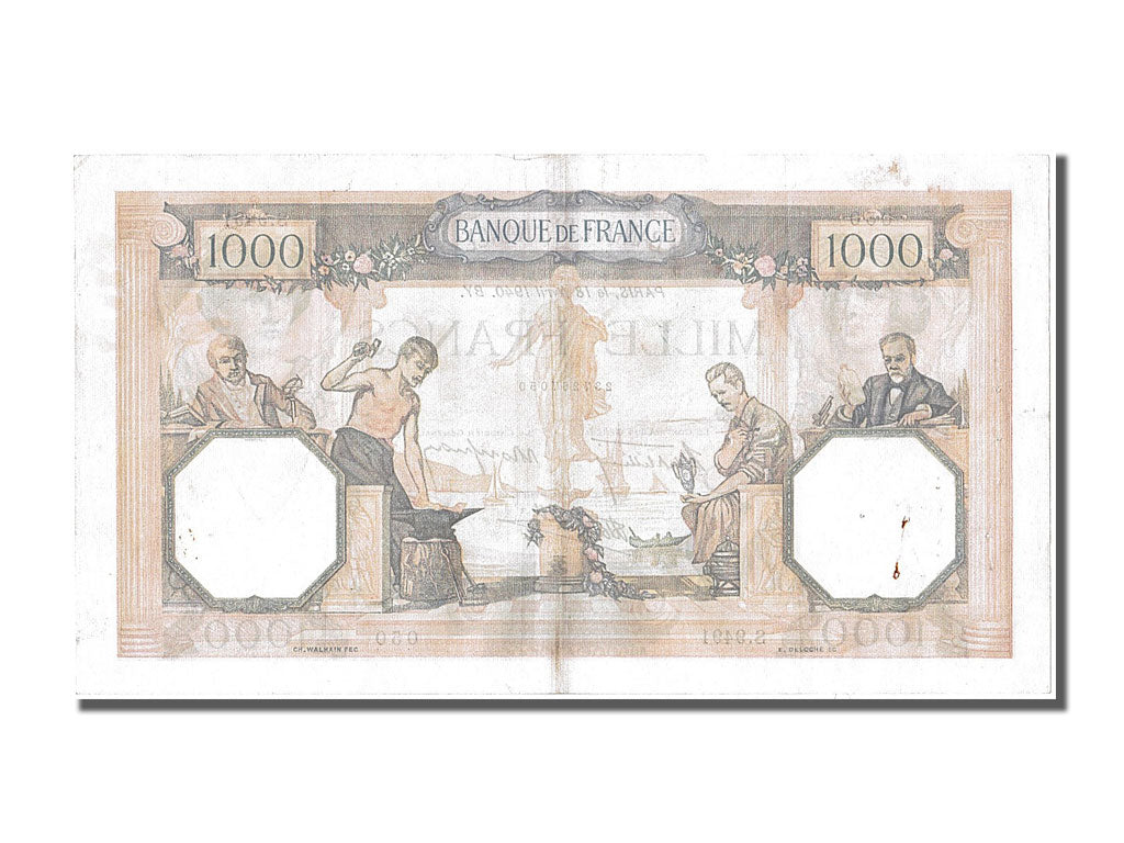 Banknote, France, 500 Francs, 1 000 F 1927-1940 ''Cérès et Mercure'', 1940