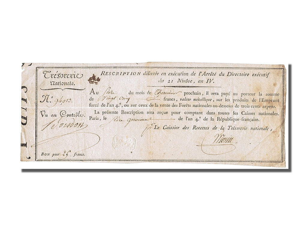 25 Francs type rescription sur l'emprunt forcé