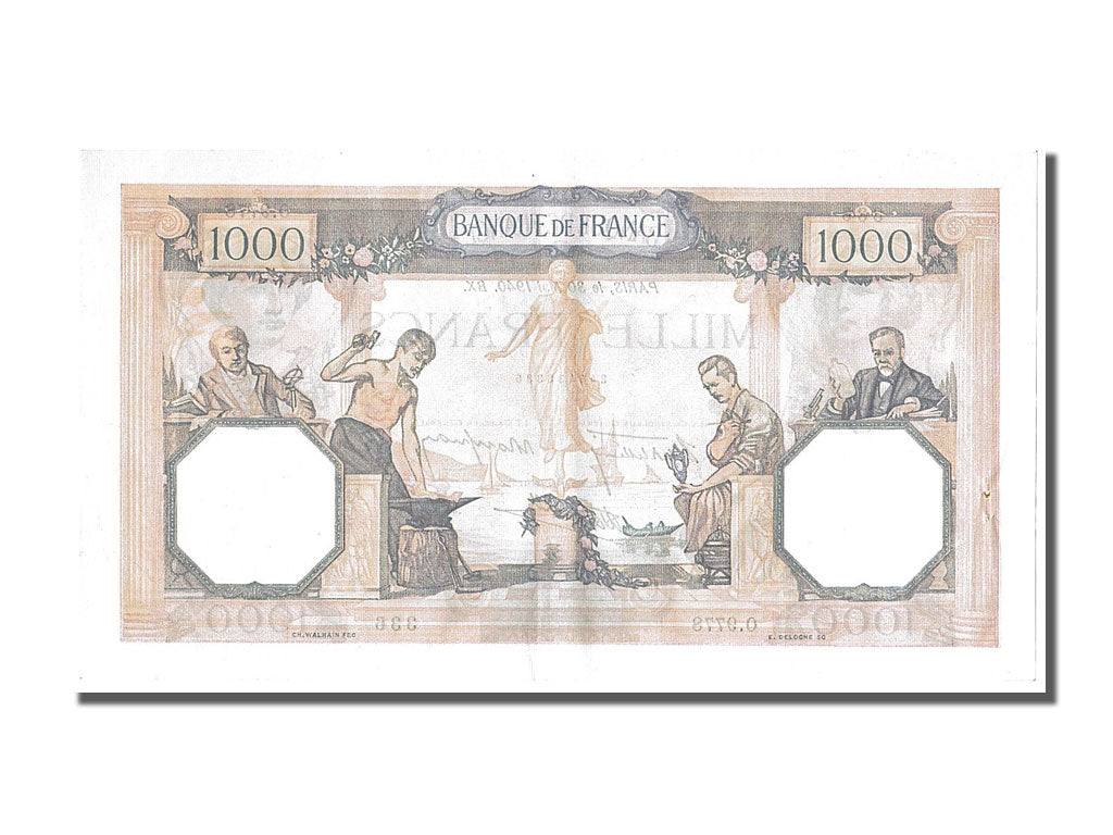 Banknote, France, 500 Francs, 1 000 F 1927-1940 ''Cérès et Mercure'', 1940