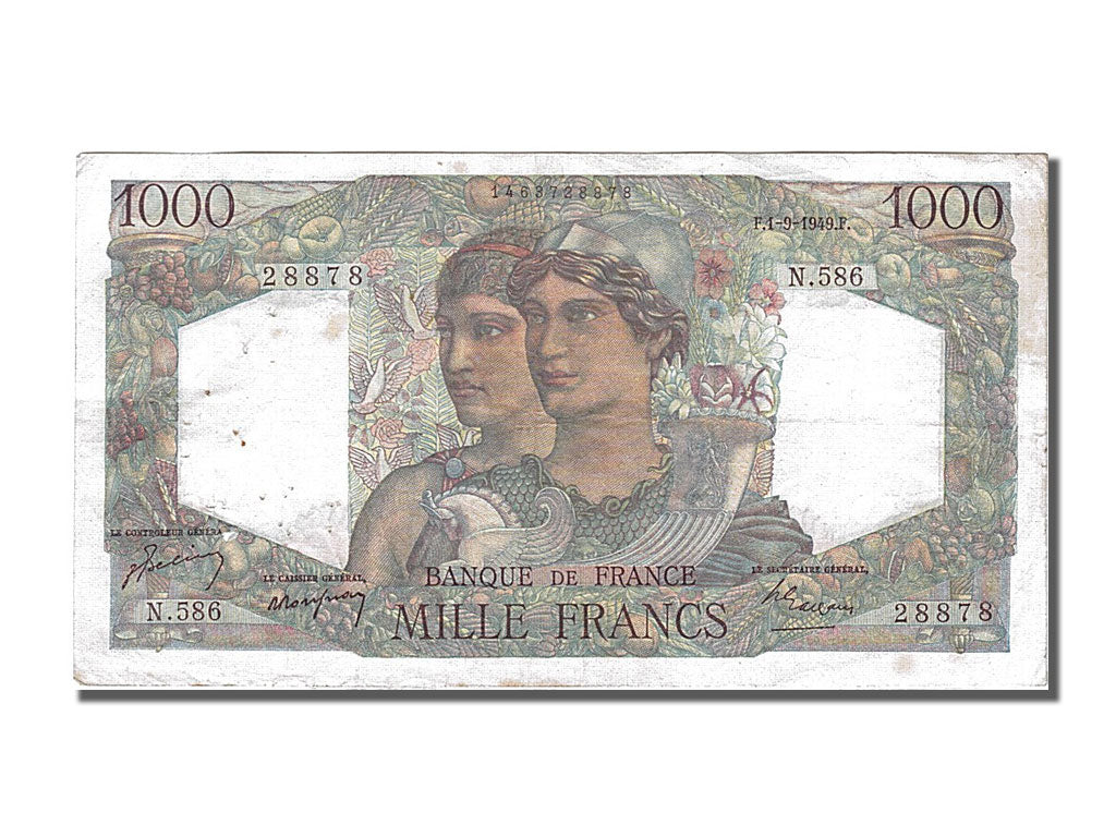 France, 1000 Francs, 1 000 F 1945-1950 ''Minerve et Hercule'', 1949, KM #130b,..