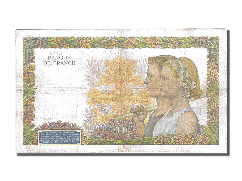France, 500 Francs, 500 F 1940-1944 ''La Paix'', 1940, KM #95a, 1940-07-11,...