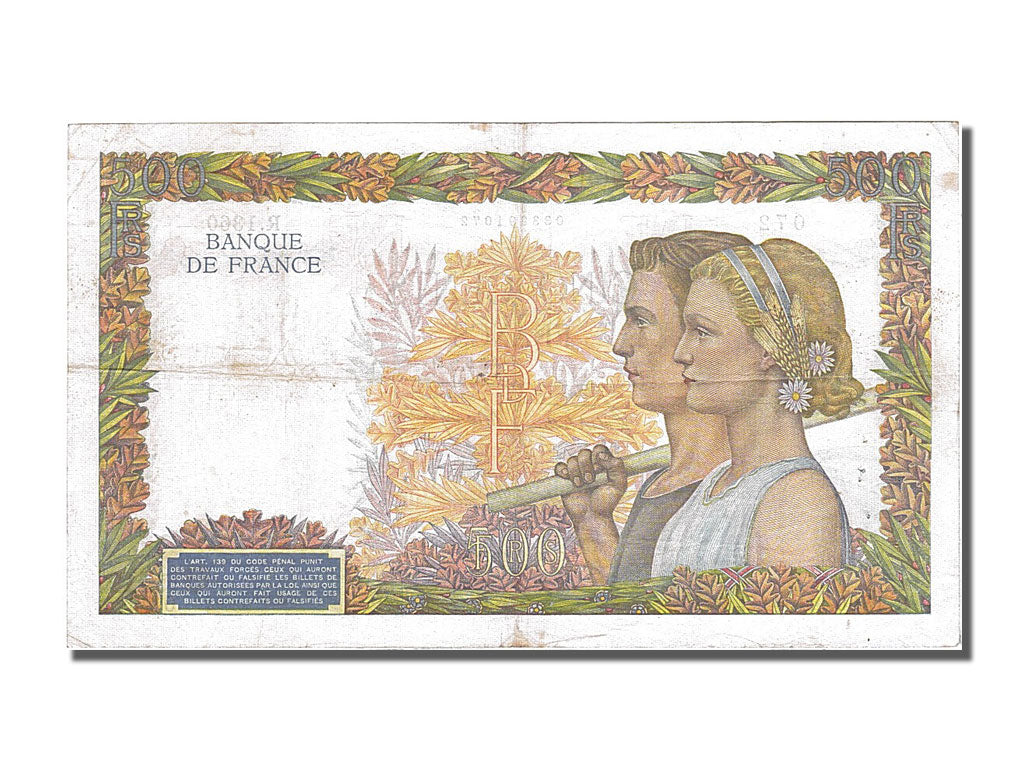 France, 500 Francs, 500 F 1940-1944 ''La Paix'', 1940, KM #95a, 1940-11-28,...