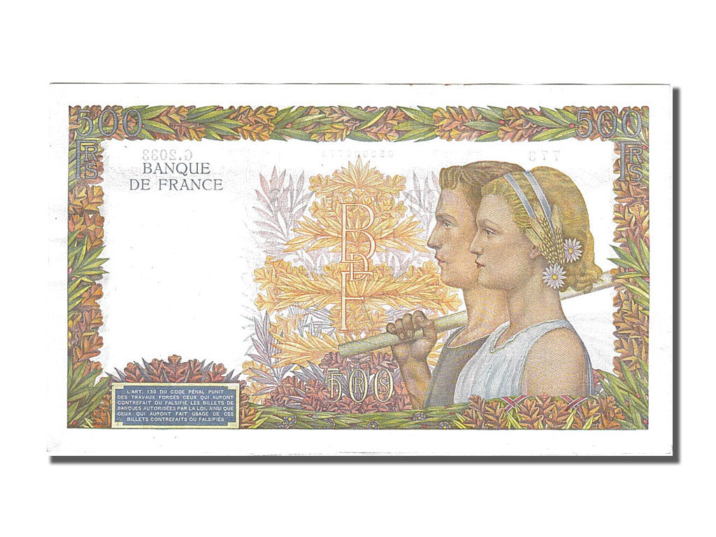 Francia, 500 Francs, 500 F 1940-1944 ''La Paix'', 1941, KM:95a, 1941-01-16, SPL