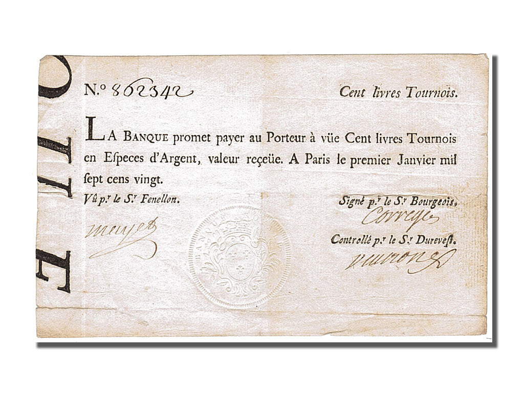FRANCE, 100 Livres, 1720, 1720-01-01, EF(40-45), Lafaurie #90, FRANCE, 100...