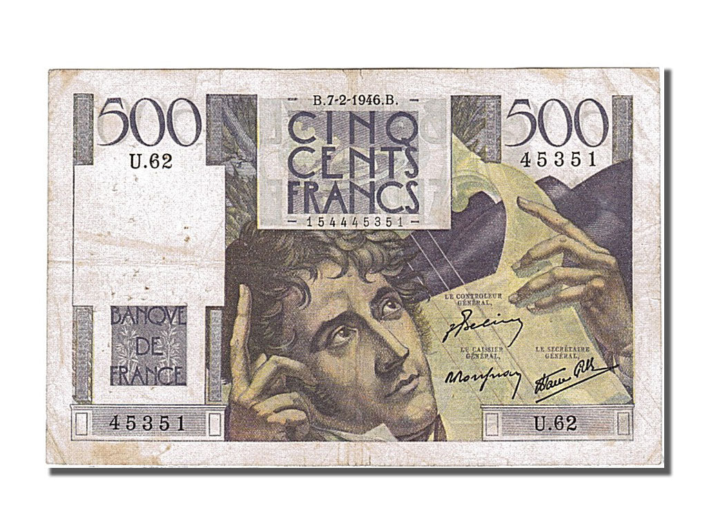 France, 500 Francs, 500 F 1945-1953 ''Chateaubriand'', 1946, KM #129a,...