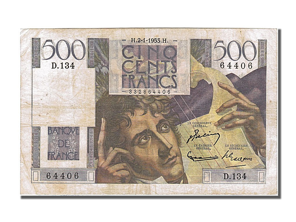 France, 500 Francs, 500 F 1945-1953 ''Chateaubriand'', 1953, KM #129c,...