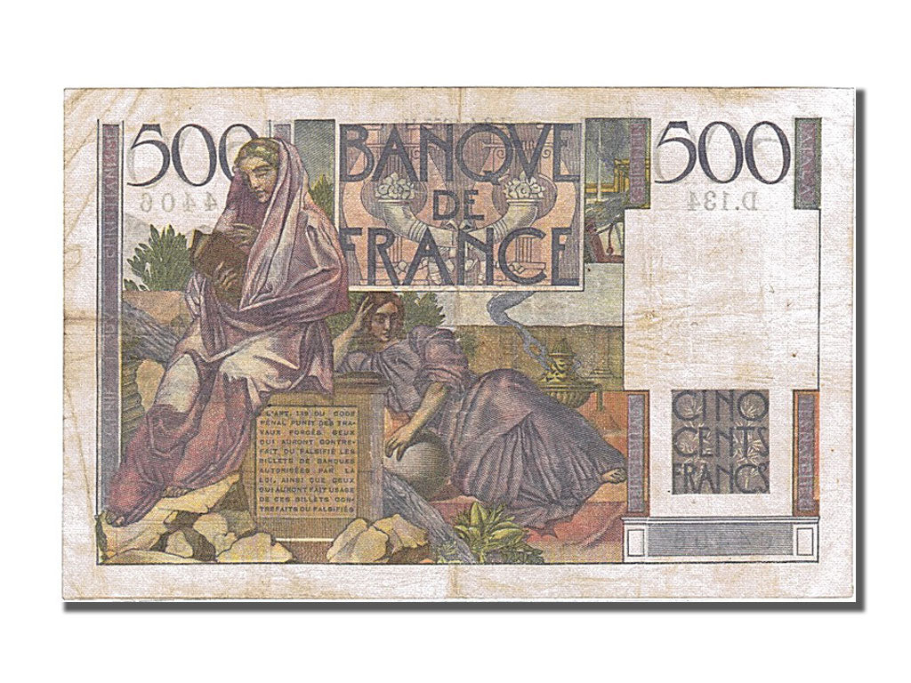 France, 500 Francs, 500 F 1945-1953 ''Chateaubriand'', 1953, KM #129c,...