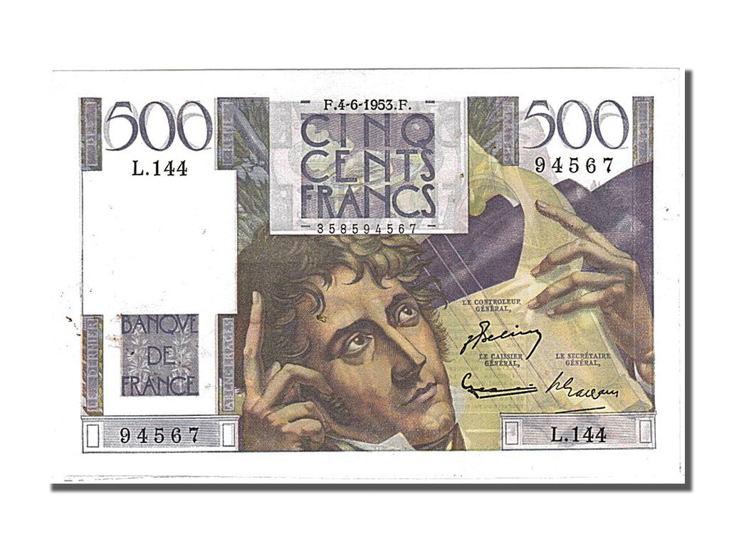 Geldschein, Frankreich, 500 Francs, 500 F 1945-1953 ''Chateaubriand'', 1953