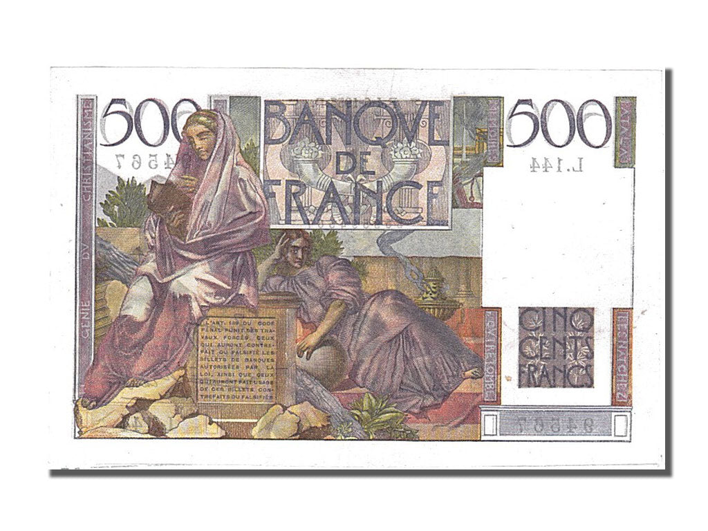 Geldschein, Frankreich, 500 Francs, 500 F 1945-1953 ''Chateaubriand'', 1953