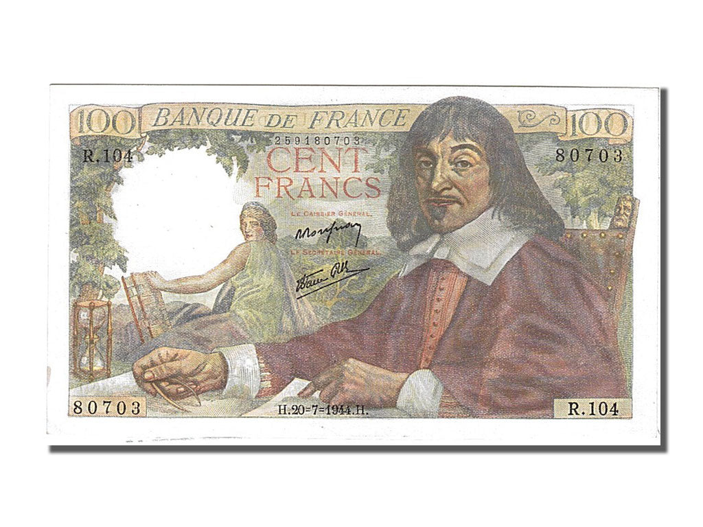 FRANCE, 100 Francs, 100 F 1942-1944 ''Descartes'', 1944, 1944-07-20,...