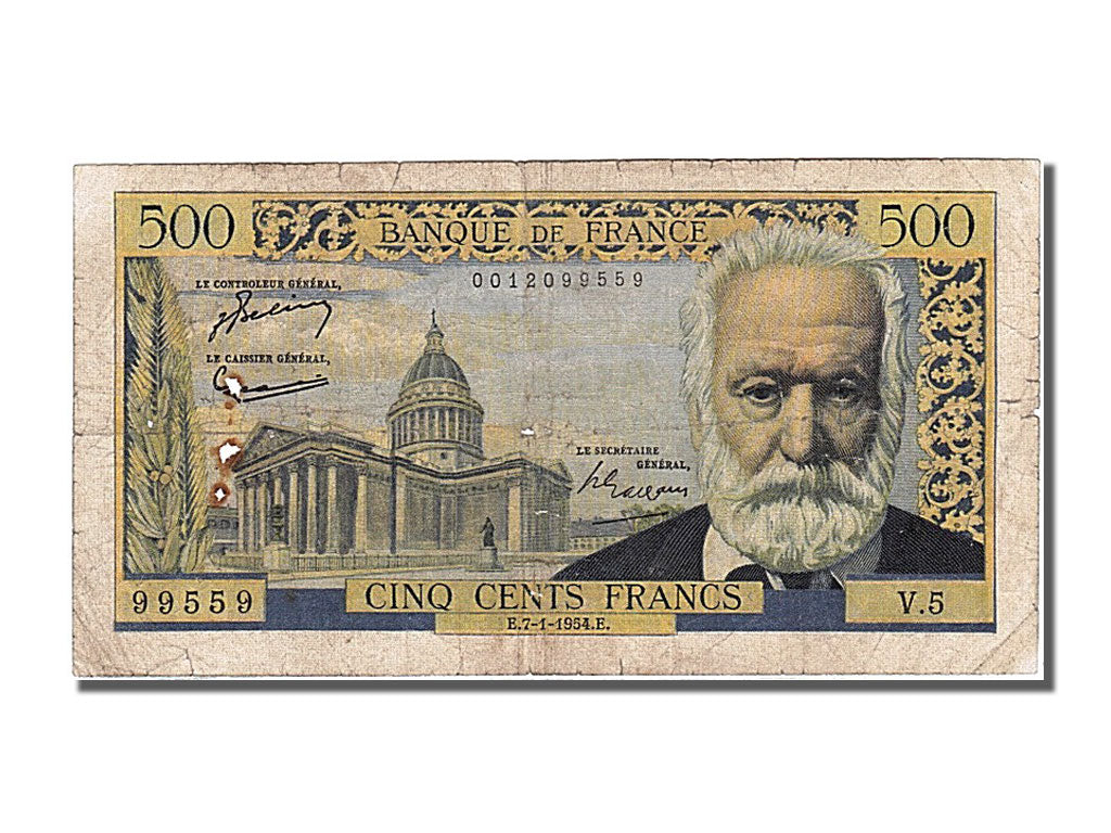 France, 500 Francs, 500 F 1954-1958 ''Victor Hugo'', 1954, KM #133a,...