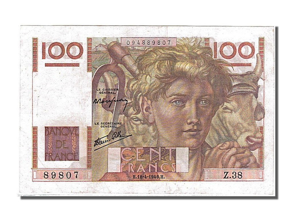 FRANCE, 100 Francs, 100 F 1945-1954 ''Jeune Paysan'', 1946, 1946-04-18,...