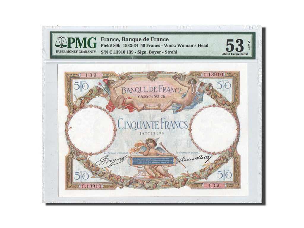 Banknot, Francja, 50 Francs, Luc Olivier Merson, 1933, 1933-07-20, gradacja