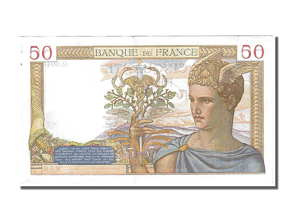 France, 50 Francs, 50 F 1934-1940 ''Cérès'', 1938, KM #85b, 1938-03-31, UNC(63),