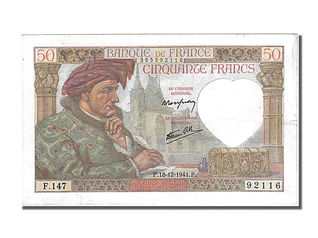 Francia, 50 Francs, 50 F 1940-1942 ''Jacques Coeur'', 1941, KM:93, 1941-12-18...