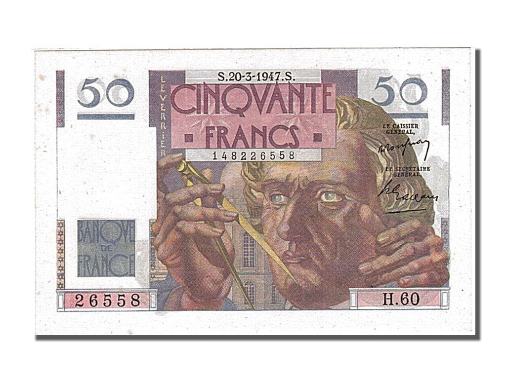 Banknote, France, 50 Francs, 50 F 1946-1951 ''Le Verrier'', 1947, 1947-03-20