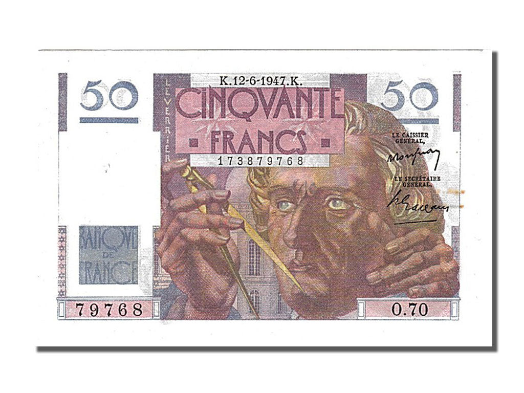 Banknote, France, 50 Francs, 50 F 1946-1951 ''Le Verrier'', 1947, 1947-06-12