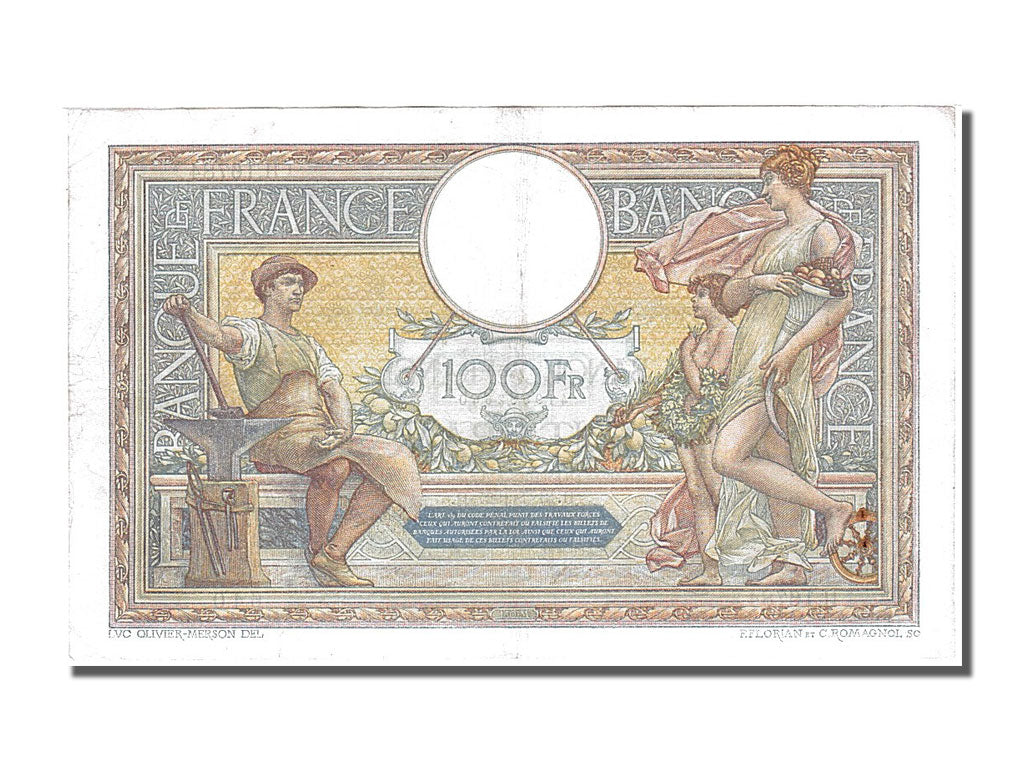 France, 100 Francs, 100 F 1908-1939 ''Luc Olivier Merson'', 1927, KM #78b,...