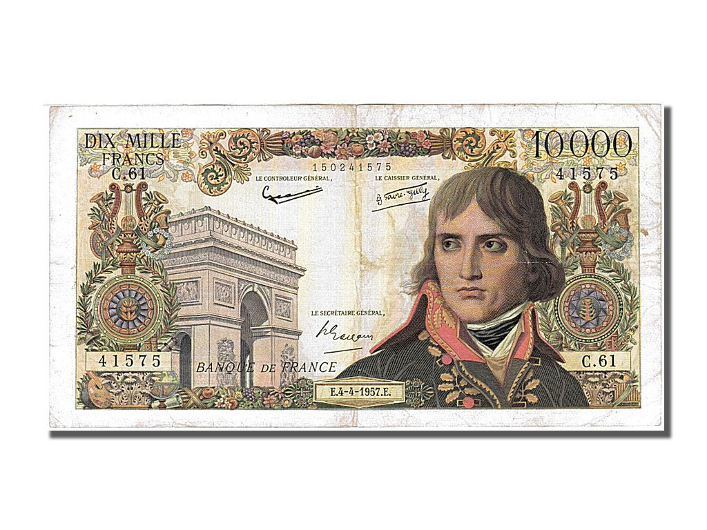 France, 10,000 Francs, 10 000 F 1955-1958 ''Bonaparte'', 1957, KM #136b,...
