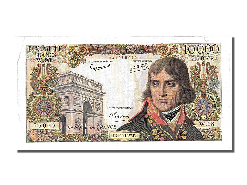 France, 10,000 Francs, 10 000 F 1955-1958 ''Bonaparte'', 1957, KM #136b,...