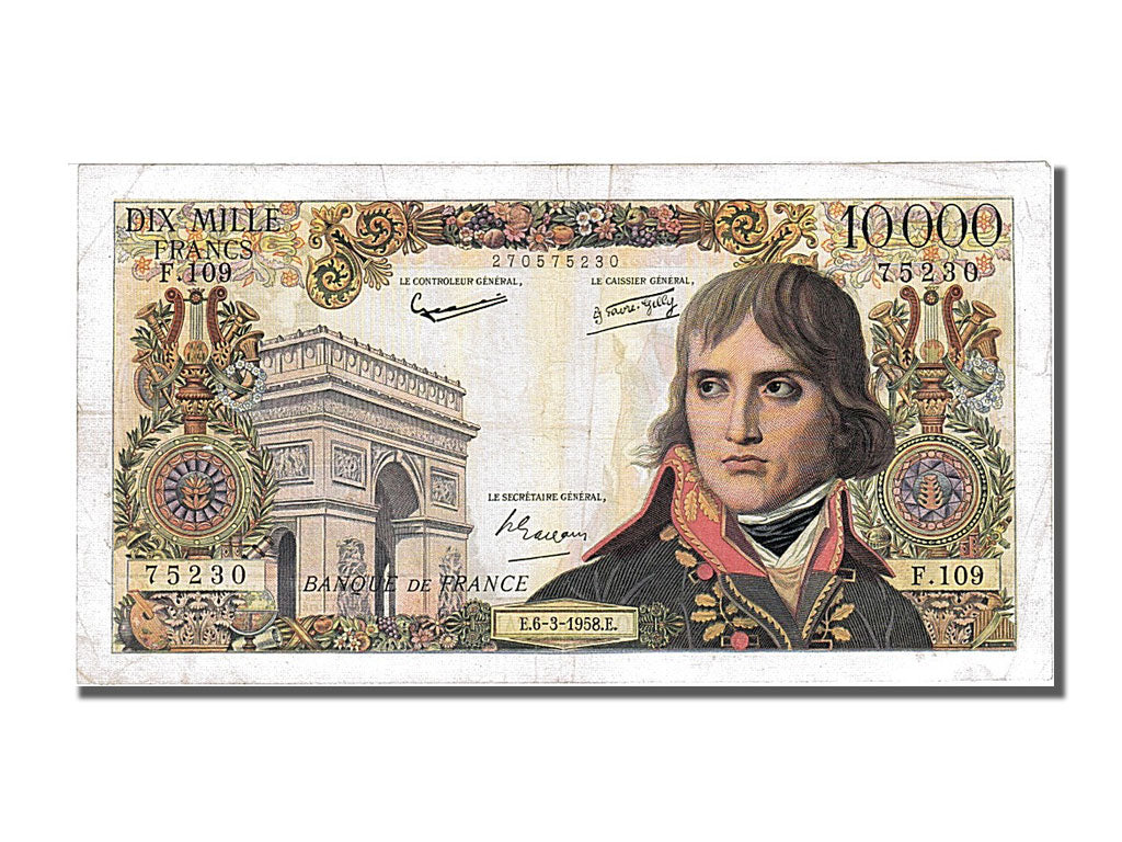 France, 10,000 Francs, 10 000 F 1955-1958 ''Bonaparte'', 1958, KM #136b,...