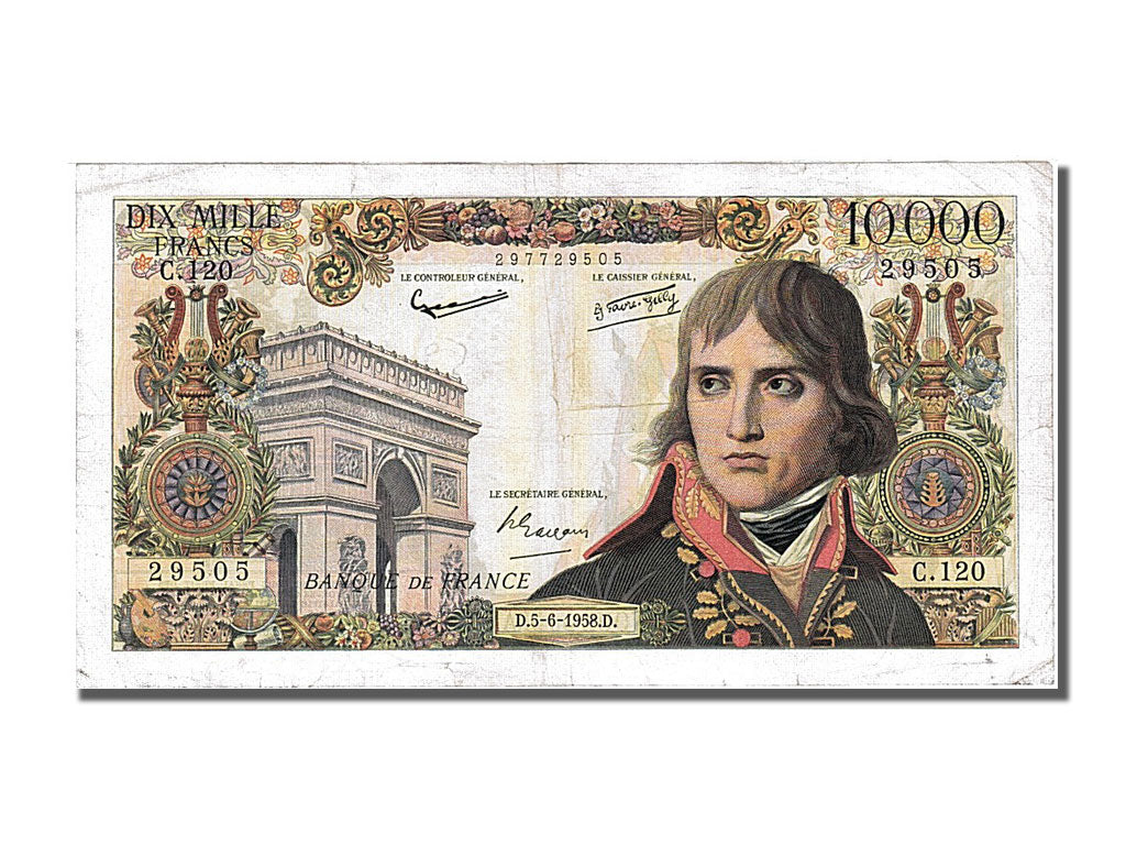 France, 10,000 Francs, 10 000 F 1955-1958 ''Bonaparte'', 1958, KM #136b,...
