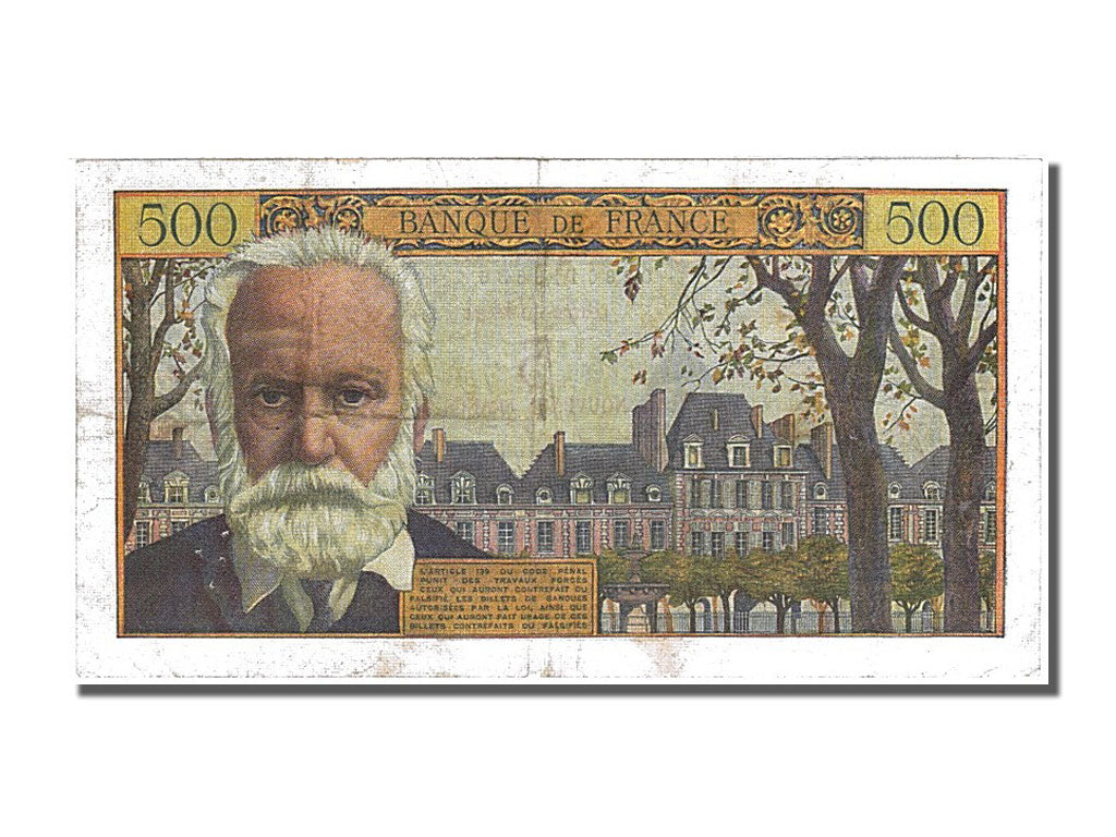 Geldschein, Frankreich, 5 Nouveaux Francs on 500 Francs, 1955-1959 Overprinted