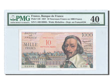 Banknote, France, 10 Nouveaux Francs on 1000 Francs, 1955-1959 Overprinted with