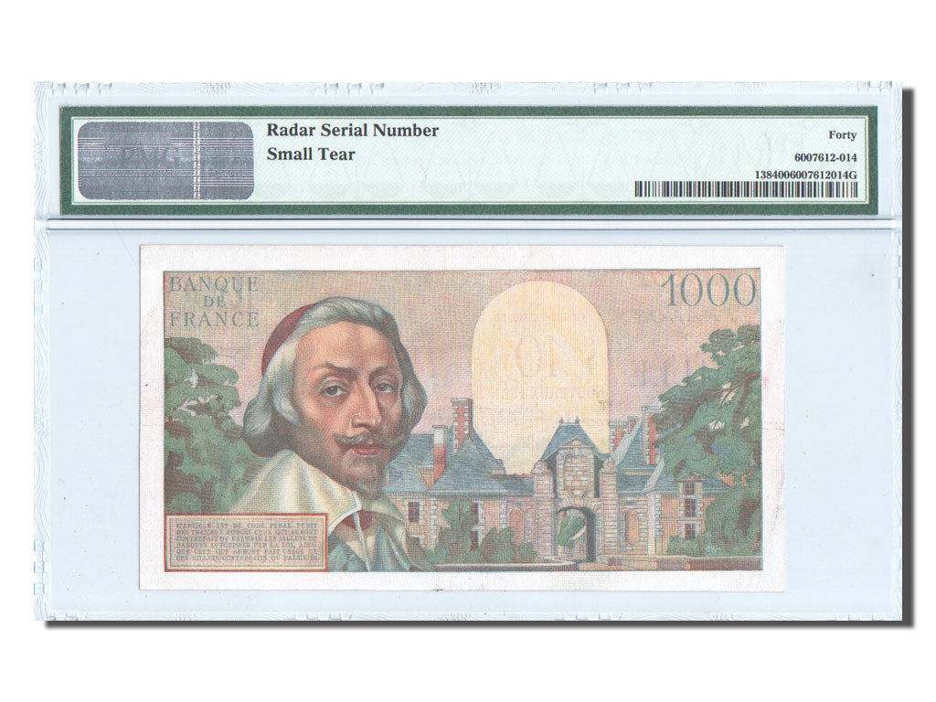 Banknote, France, 10 Nouveaux Francs on 1000 Francs, 1955-1959 Overprinted with